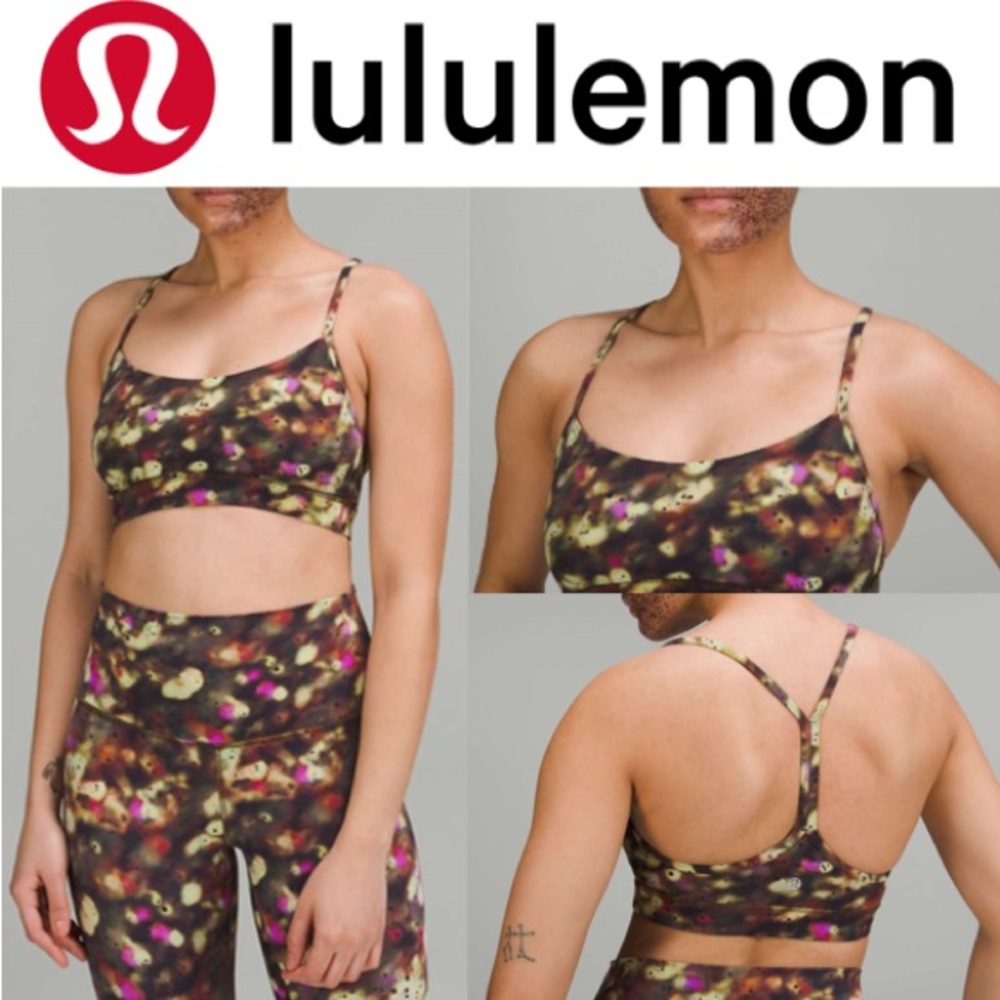 Lululemon Flow Y Nulu Bra Light Support A-C Cups in Soft Focus Splatter Sz 8